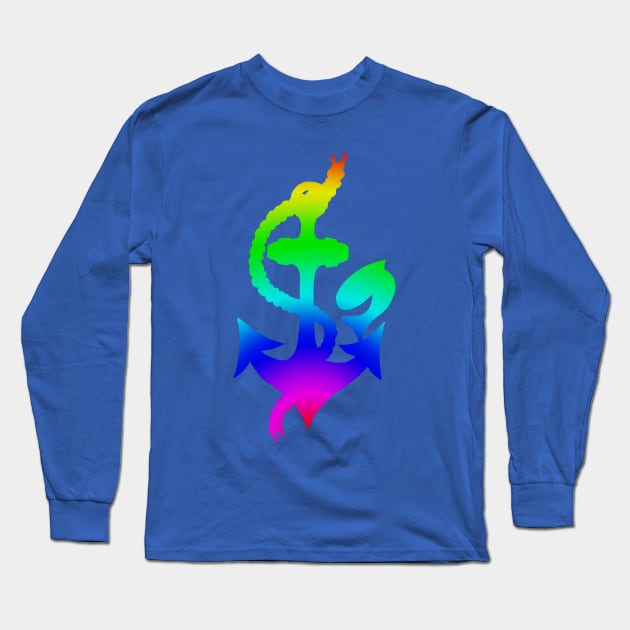 Rainbow Sailing Anchor Long Sleeve T-Shirt by letnothingstopyou